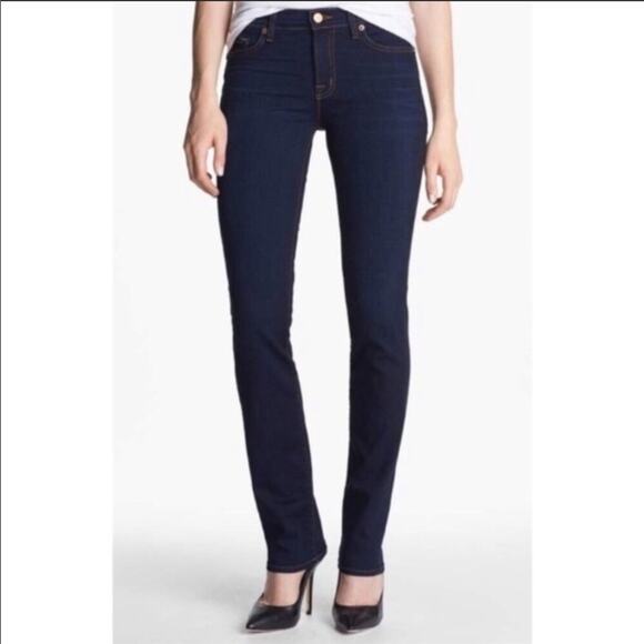 J BRAND Cigarette Dark Blue Wash Skinny Cigarette Leg Low Mid Straight Jeans 26 - Picture 1 of 9